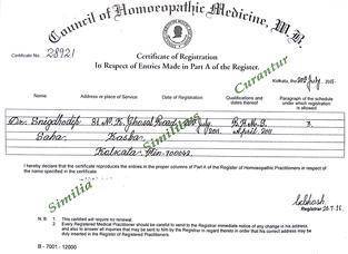 Council of Homeopathic Medicine Certificate